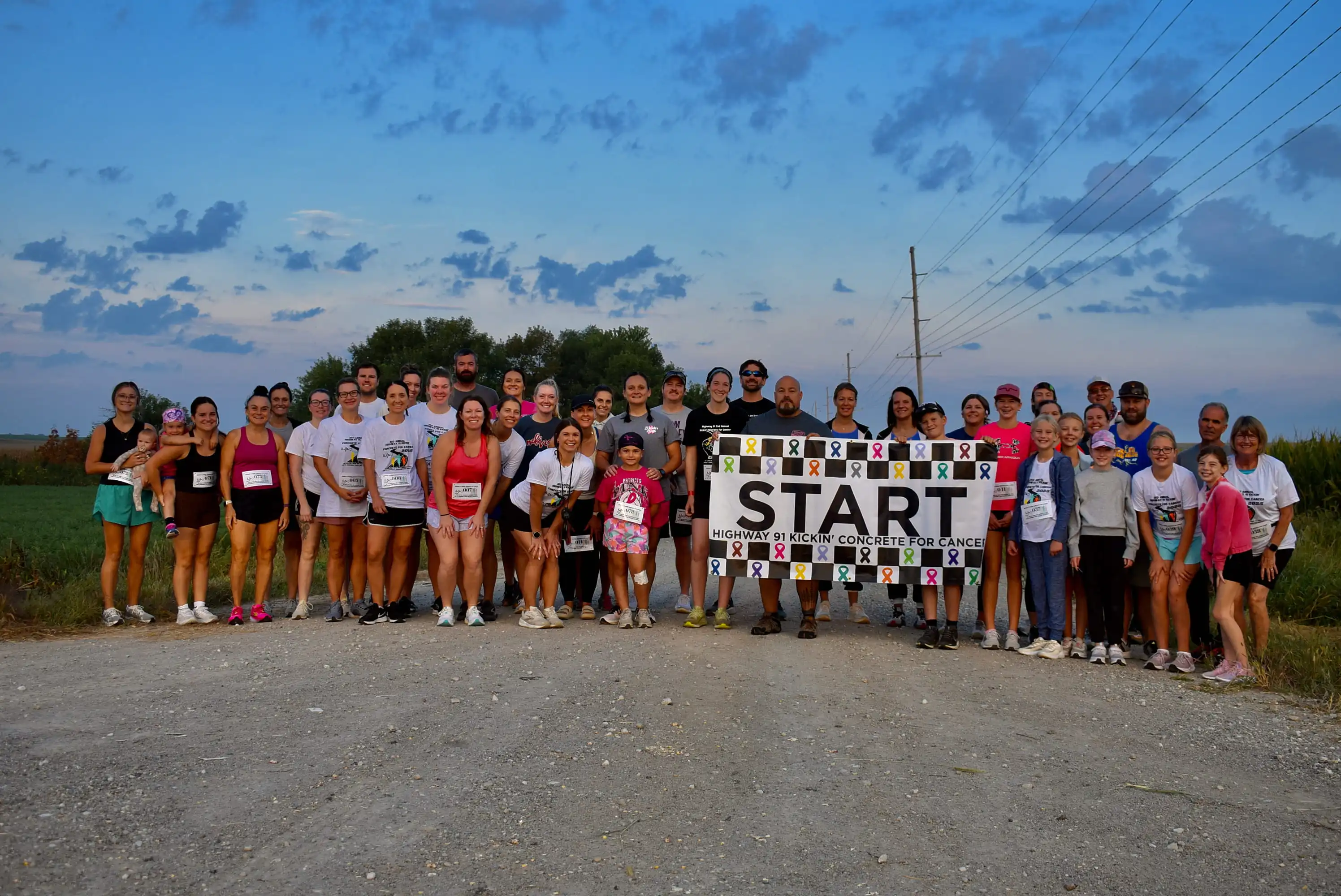 Runners hugging at finish line